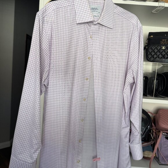 Charles Tyrwhitt Non-Iron Dress Shirt – Purple Grid Check – Classic Fit - Picture 2 of 3